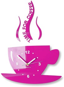 Nástenné hodiny Time for coffee ružová