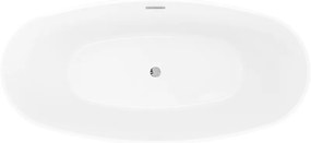 Mexen Olea, voľne stojaca vaňa, vzor, 170 × 80 cm, biela-čierna, chrómový prepad, 52821708075-01