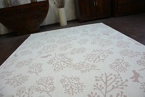 Koberec SIZAL FLAT 48774/526 Lístky vtákov krém ružový