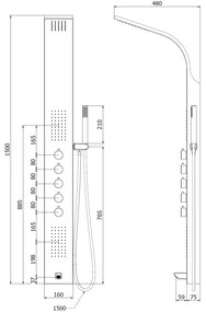 Mexen Timor, sprchový panel s výlevkou, čierna matná, 7621-04-70