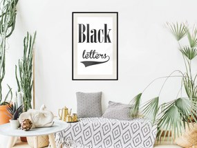 Artgeist Plagát - Black Letters [Poster] Veľkosť: 20x30, Verzia: Zlatý rám