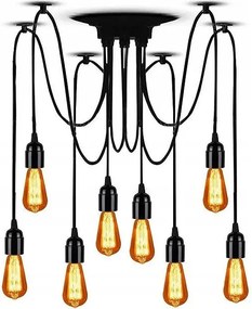 Toolight - Stropná lampa Spider 8xE27, čierna, OSW-00018