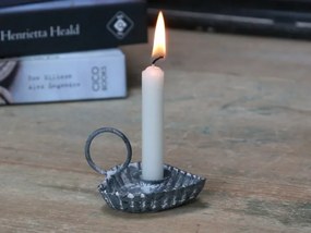 Zinkový antik svietnik na úzku sviečku v tvare srdca Hearts - 8*6*2cm