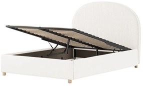 Biela čalúnená dvojlôžková posteľ s úložným priestorom s roštom 140x200 cm Moon – Vipack