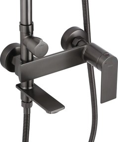 Rea Storm, vaňová/sprchová súprava s dažďovou hlavovou sprchou a ručnou sprchovou hlavicou, grafitová, REA-P9534