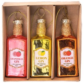 Sklenené ručne vyrobené vianočné ozdoby v súprave 3 ks ø 3 cm Gin Bottle – Sass &amp; Belle