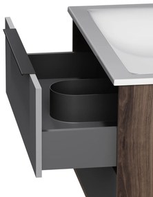 Skrinka s umývadlom 80 AM.PM Flash MNAFHX0802GM závesná, 2 zásuvky, matný grafitový