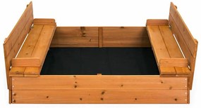 Drevené pieskovisko s lavičkami a krytom