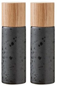 Súprava 2 čiernych kameninových mlynčekov na soľ a korenie Bitz Basics Black