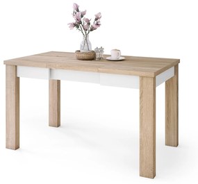 FONTE Dub Sonoma / Biely Mat - KLASICKÝ STÔL DO KUCHYNE/OBÝVACEJ IZBY 110x75 ROZKLADANÝ DO 155 cm!
