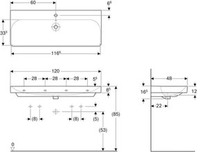 Geberit 500.226.01.1 - Závesné umývadlo Smyle Square 120x48 cm keramika/biela