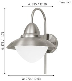 EGLO 83966 - LED Vonkajšie nástenné svietidlo SIDNEY 1xE27/8,5W IP44 2700K