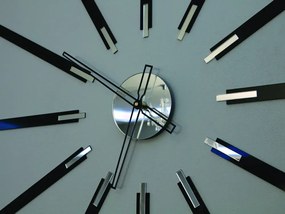 Nástěnné samolepící hodiny Big 115 cm zrcadlové/černé