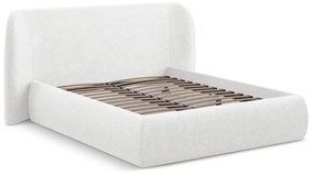 Biela čalúnená dvojlôžková posteľ s úložným priestorom s roštom 160x200 cm Hauke – Makamii