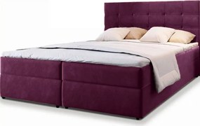 AKCIA Čalúnená posteľ boxspring GLORIEN 140x200 cm purpurová II. akosť
