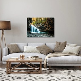 Obraz lesného vodopádu (70x50 cm)