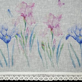 Dekorstudio Kuchynská záclonka DOLOREZ zdobená kvetinovou potlačou a čipkou 150 x 30 cm