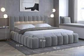 Čalúnená manželská posteľ s roštom Lamia KUP 160 - sivá