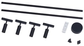 Moderný koľajnicový systém s 4 čiernymi bodovými svetlami 1-fázový - Magnetic Samson