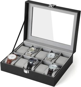 Box na hodinky Watch1, 25,5x7,8x20,2 cm, čierna/sivá