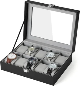 Songmics Box na hodinky Watch1, 25,5x7,8x20,2 cm, čierna/sivá