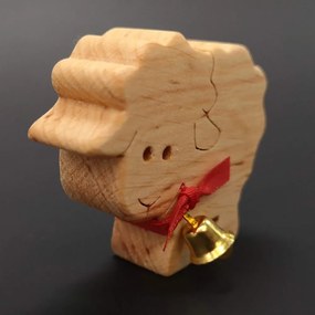 AMADEA Drevená ovečka zo zvončekom, masívne drevo, 6x5x2 cm