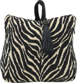 Krémovo-čierna bavlnená dverná zarážka Zebra - 10*21*17cm