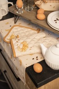 Béžový bavlnený behúň na stôl Your Favorite Breakfast - 50*140 cm