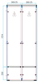 Drevená šatníková skrinka S4 s podnožou, 2 oddiely, 1871 x 600 x 500 mm, demont, cylindrický zámok, sivá/buk
