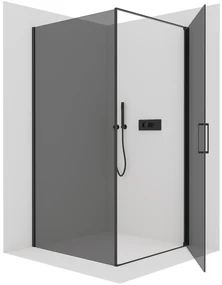 CERANO - Sprchovací kút Porte Ľ/P - 8 mm - čierna matná, grafitové sklo - 80x90 cm - krídlový, CER-CER-8050BD7491