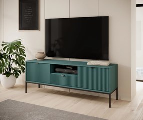 Televizní stolek Nova 154 cm zelený/černý rám a černé úchytky