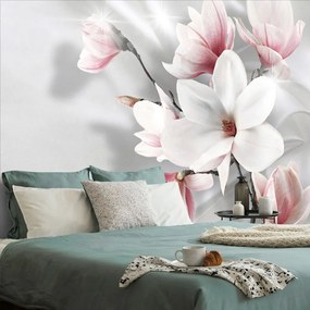 Samolepiaca tapeta nádherné biele kvety magnólie