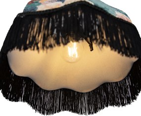 Závesná lampa čierna s kvetinovým tienidlom a bielym interiérom 31,5 cm 3-Lights - Cava