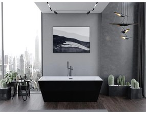 Mexen Lita, voľne stojaca vaňa 170 x 75 cm, biela-čierna, grafitový prepad, 52121707575-66