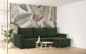 Rohová rozkladacia sedačka NOTO Poso 014 fľaškovo zelená