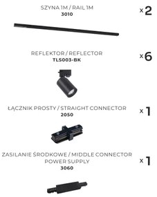 Zuma Line 3025 - Bodové svietidlo v lištovom systéme TORE 6xGU10/35W/230V čierna