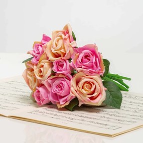 Umelá kytička ruží TERÉZIA ružovo-broskyňová
