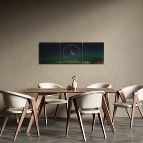 Obraz polárna žiara (s hodinami) (90x30 cm)