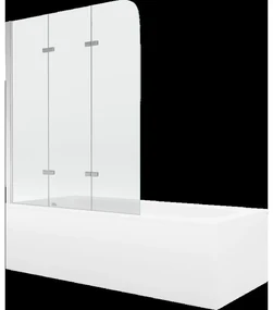 Mexen Vega obdĺžniková vaňa 160 x 70 cm s obkladom a 3-krídlovou sprchovou zástenou 120 cm, transparentnéné, chrómová