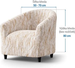 Bielastické poťahy UNIVERSO NOVÉ žíhané béžové klubové kreslo (š. 50 - 70 cm)