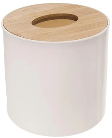 Orion Mini - odpadkový kôš, biely kozmetický kôš s bambusom, WHITNEY