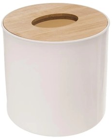 Orion Mini - odpadkový koš, bílý kosmetický koš s bambusem, WHITNEY