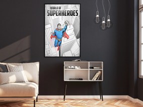 Artgeist Plagát - World of Superheroes [Poster] Veľkosť: 40x60, Verzia: Zlatý rám s passe-partout