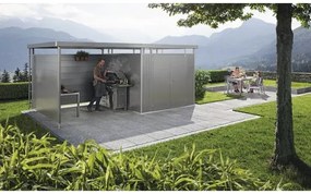 Prístrešok pre záhradný domček Biohort HighLine H4 282 x 275 cm sivý kremeň metalický