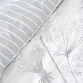 Bielo-sivé obliečky Catherine Lansfield Meadowsweet Floral, 135 x 200 cm