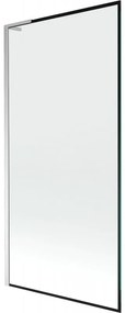 Mexen Next L, 1-krídlová vaňová zástena 90 x 150 cm, 6mm číre sklo-čierny vzor, chrómový profil, 895-090-000-03-70-01
