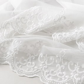 Svetlo smotanová záclona s perleťovo vytkávanou bordúrou zámocký vzor do oblúčka ZAC-026 výška 300 cm Iba metráž