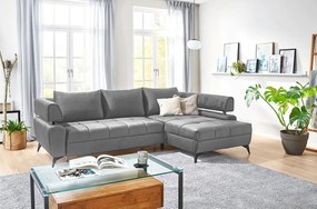 Rohová sedacia súprava Paris, stredne šedá látka, pravý roh