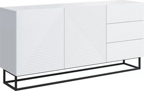 Biela komoda Asha 167 cm s dvomi dverami a zásuvkami - matný biely / čierny rám