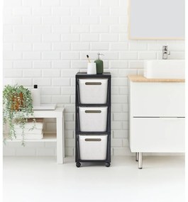 Bielo-čierny plastový pojazdný regál 30x77 cm Brisen - Rotho